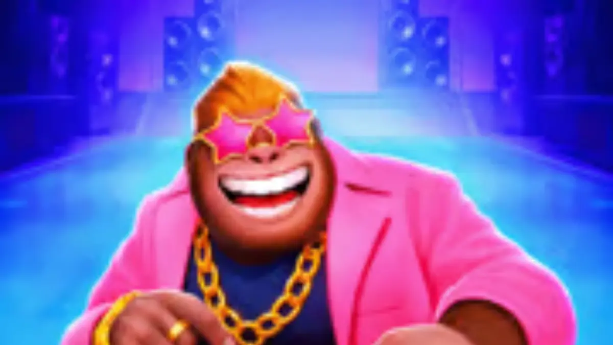 Tampilan visual slot Party Ape dengan tema pesta hutan urban yang meriah